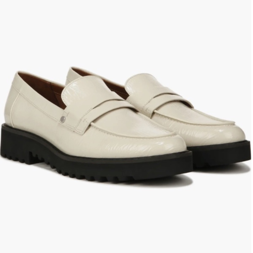 Franco Sarto Cassandra Patent Lug Sole Penny Loafer in Putty